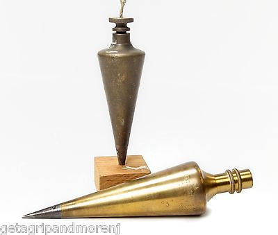 2 DIETZGEN Removable Point Brass Plumb Bobs 5720-14 Antique Good Condition!