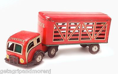 1950s - 1960s LiveStock Tin Trailer Truck Japan Vintage Antique RARE!