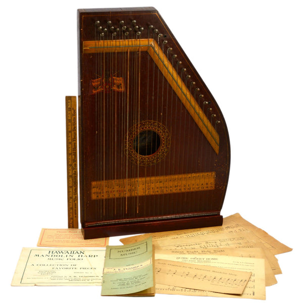 Vintage HAWAIIAN MANDOLIN HARP by A.R. YENDRICK & CO #0764 in Box + Sheet Music!