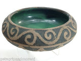 WELLER POTTERY Green Art Decorative Bowl Unique Design In Excellent Condition!
