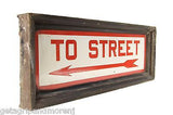 "To Street" Porcelain Over Steel Sign from Hudson Manhattan NY Railroad framed