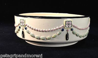 WELLER White Bowl Pink Green Accent Flower Design!