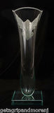 Glass VASE SIGNED 12.5" Inch Cut Etched Beautiful!