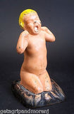 CAST IRON ML Corp Painted Yawning Child Girl Statue Door Stop Antique!