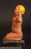 CAST IRON ML Corp Painted Yawning Child Girl Statue Door Stop Antique!