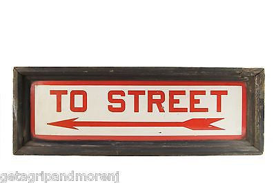 "To Street" Porcelain Over Steel Sign from Hudson Manhattan NY Railroad framed