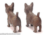 2 CAST IRON Yorkshire Terrier Yorkie Dog Bookends Door Stop RARE Antique Hubley