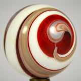 Vintage MARBLE SHIFT KNOB 2" Slag Glass SPIRAL '9' SWIRL Red/White/Tan + ADAPTER