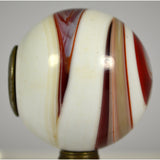 Vintage MARBLE SHIFT KNOB 2" Slag Glass SPIRAL '9' SWIRL Red/White/Tan + ADAPTER