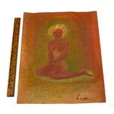 Antique ORIGINAL RISQUE ART "LUCAS" PAINTING Wallpaper Canvas TOPLESS-NUDE WOMAN