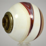 Vintage MARBLE SHIFT KNOB 2" Slag Glass SPIRAL '9' SWIRL Red/White/Tan + ADAPTER