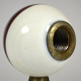 Vintage MARBLE SHIFT KNOB 2" Slag Glass SPIRAL '9' SWIRL Red/White/Tan + ADAPTER
