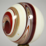 Vintage MARBLE SHIFT KNOB 2" Slag Glass SPIRAL '9' SWIRL Red/White/Tan + ADAPTER