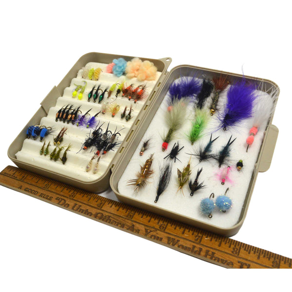 Early CORTLAND FLY FISHING FLIES Lot of 63 in ORIGINAL CASE Good Variety of Ties
