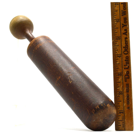 Antique SOLID WOOD PESTLE **ONLY** Odd Club FUNKY SHAPE Primitive WOODEN TOOL!