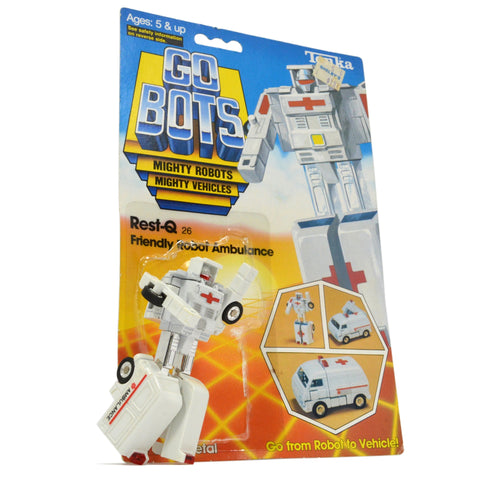 Vintage TONKA GOBOTS "REST-Q" #26 Friendly ROBOT AMBULANCE w/ ORIGINAL CARD-BACK