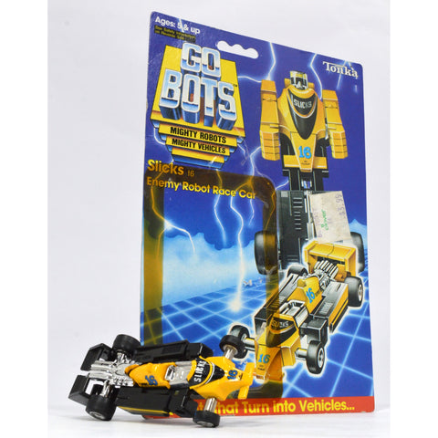Vintage TONKA GOBOTS "SLICKS" No. 16 Enemy ROBOT RACE CAR w/ ORIGINAL CARD-BACK!