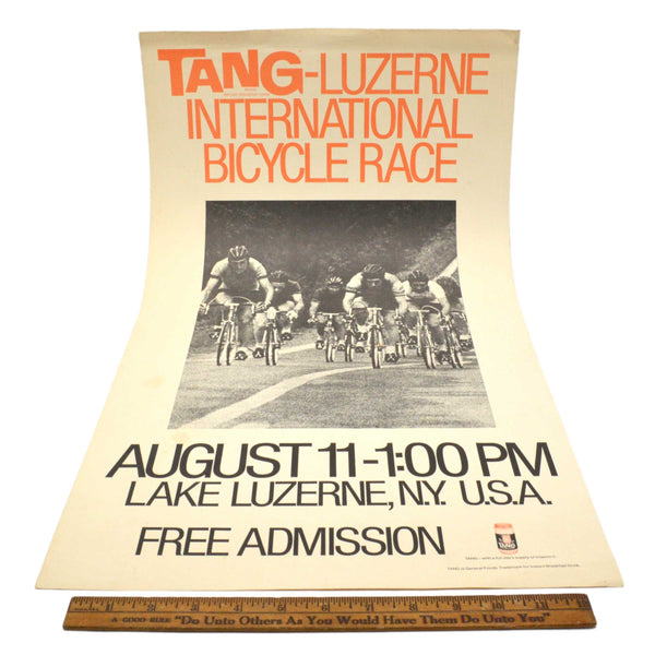 Vintage CYCLING EPHEMERA Poster "TANG-LUZERINE INTERNATIONAL BICYCLE RACE" Rare!