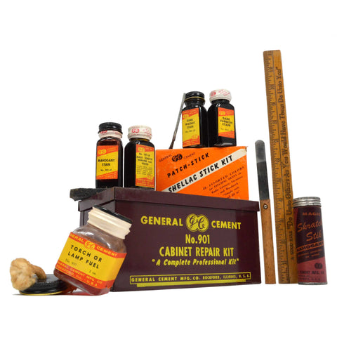 Vintage GENERAL CEMENT No. 901 CABINET REPAIR KIT Original METAL BOX w/ Contents