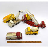 Vintage MINI TONKA 6 VEHICLE LOT Shell Gas FIRE LADDER Cement Mixer DUMP TRUCK +