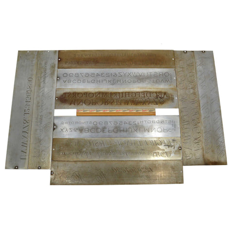 Antique CRONITE ENGRAVING FONT PLATE Lot of 10; ENGRAVER / PANTOGRAPH Plates