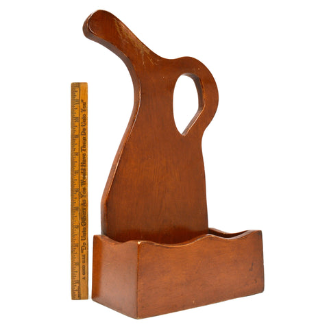 Vintage WOOD PITCHER-SHAPED WALL OR COUNTER DECOR/BIN 16" Tall HOMEMADE FOLK ART