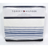 Brand New TOMMY HILFIGER "TWIN XL" SHEET SET White w/ Blue Stripes "X-LONG" 2017