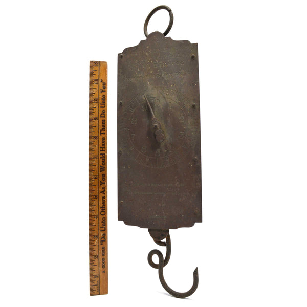 Antique HANGING SCALE Brass & Iron "CIRCULAR SPRING BALANCE" by MORTON & BREMNER