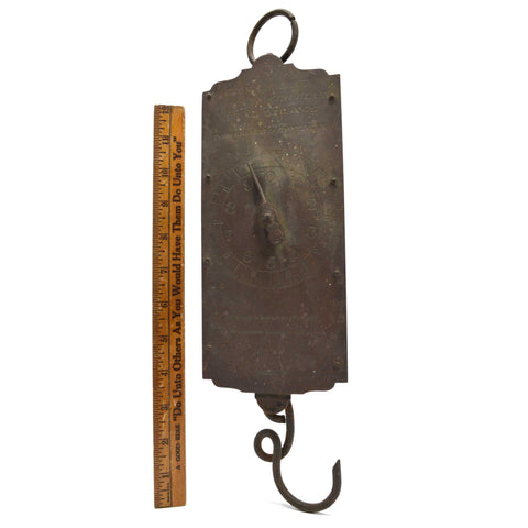 Antique HANGING SCALE Brass & Iron "CIRCULAR SPRING BALANCE" by MORTON & BREMNER