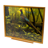 Vintage "AUGUST HOLLAND" FRAMED LITHO PRINT Pheasant in Nature "G.P. 18508" Nice