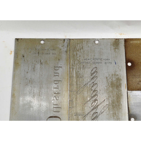 Antique CRONITE ENGRAVING FONT PLATE Lot of 10; ENGRAVER / PANTOGRAPH Plates