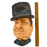 Vintage PLASTER/CHALKWARE HEAD 11" Wall Sculpture HAND-PAINTED BY "G.K." Top-Hat