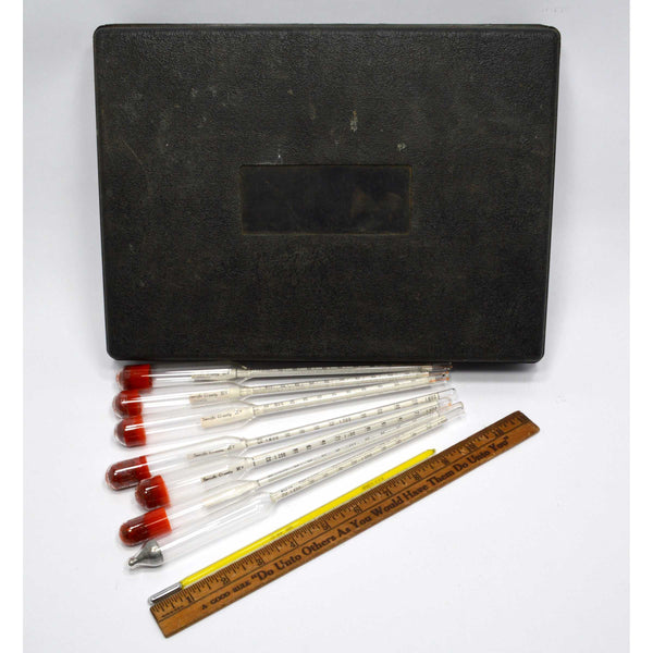 Vintage "SPECIFIC GRAVITY" & TEMP. THERMOMETER Lot/Set MOST BY PRINCO Lab Glass