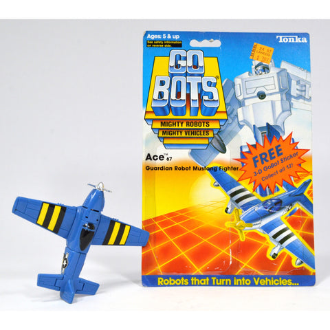 Vintage TONKA GOBOTS "ACE" #67 Guardian Robot MUSTANG FIGHTER JET w/ CARD-BACK!