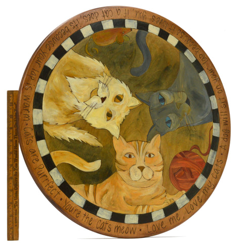 Rare! CATS & MOUSE THEME 'LAZY SUSAN' 20" Turntable by STICKS OBJECT ART, 2008