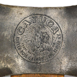 Vintage "CAYUGA" DOUBLE BIT AXE by BARKER ROSE & KIMBALL Peeling EMBOSSED LOGO!