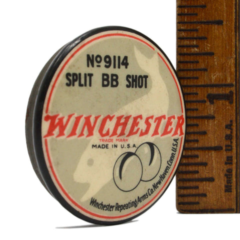Antique WINCHESTER "SPLIT BB SHOT" TIN No. 9114 w/ BB'S! Whitehead & Hoag c.1901