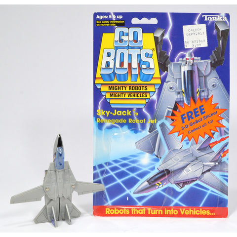 Vintage TONKA GOBOTS "SKY-JACK" Renegade Robot JET FIGHTER PLANE w/ CARD-BACK!