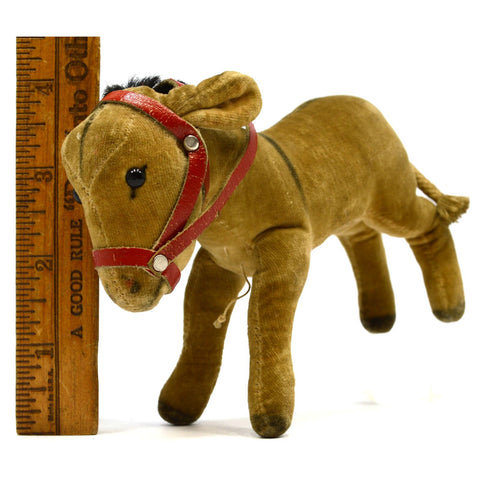 Vintage STEIFF ESEL DONKEY 4" Red Halter/Bridle c.1950-58 *NO ID'S* Brown VELVET