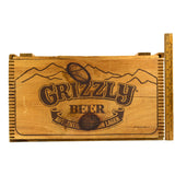 Vintage GRIZZLY BEER CRATE Canadian SLIDE-TOP WOOD BOX Rare IMPORTED FROM CANADA