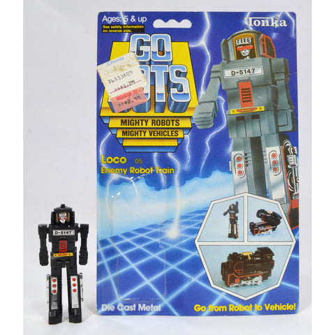 Vintage TONKA GOBOTS "LOCO" #05 Enemy ROBOT TRAIN ENGINE w/ ORIGINAL CARD-BACK!
