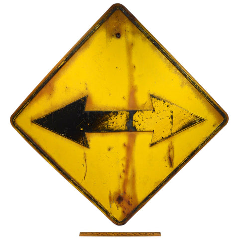 Vintage DOUBLE ARROW ROAD SIGN 24"x24" Left/Right Pointing Arrows AWESOME PATINA
