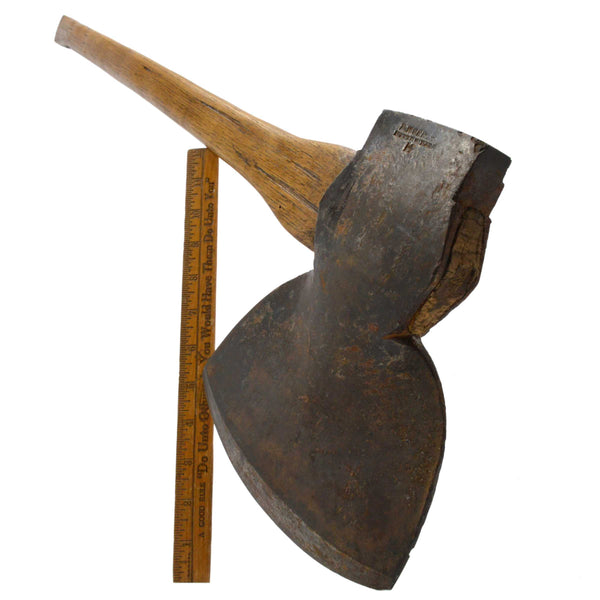 Antique BROAD / HEWING AXE Signed "F. MORRIS..." Extra Sexy Handle! OHIO PATTERN