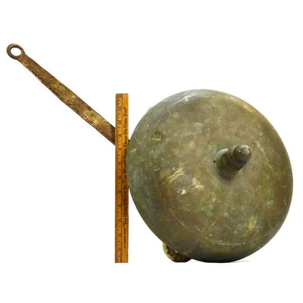 Vintage BOXING RING BELL Huge, 13" BRASS & IRON Wood Mounted *NEEDS NEW SPRINGS*