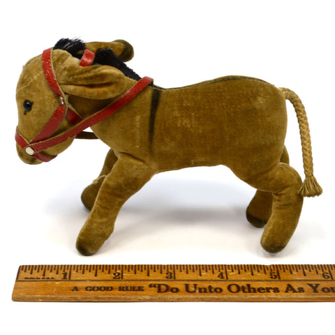 Vintage STEIFF ESEL DONKEY 4" Red Halter/Bridle c.1950-58 *NO ID'S* Brown VELVET