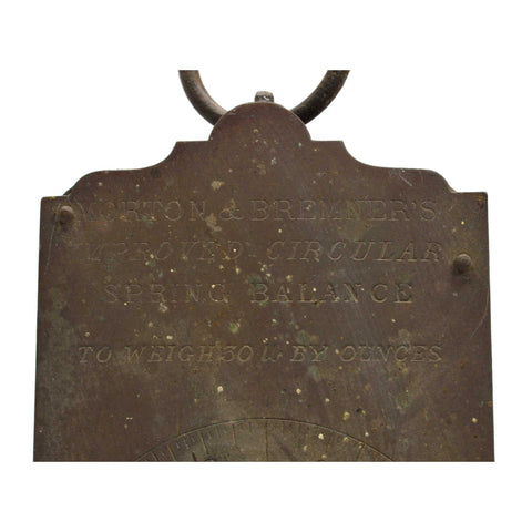 Antique HANGING SCALE Brass & Iron "CIRCULAR SPRING BALANCE" by MORTON & BREMNER