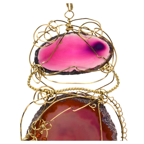 Gorgeous! HUGE AMETHYST STATEMENT NECKLACE 10" Handcrafted Pendant RETAIL $350!!