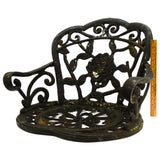 Salvaged CAST IRON PATIO CHAIR (No Legs) w/ ROSE MOTIF Lawn/Garden Decor BLACK