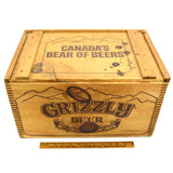 Vintage GRIZZLY BEER CRATE Canadian SLIDE-TOP WOOD BOX Rare IMPORTED FROM CANADA