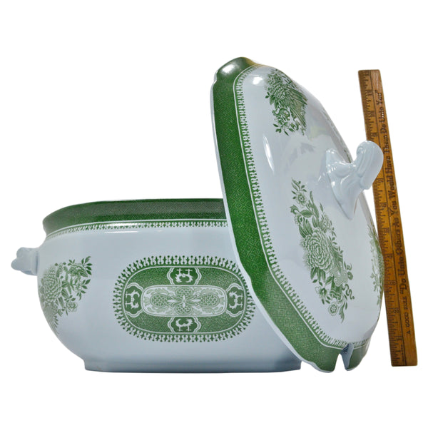 Excellent! SPODE 'FITZHUGH' GREEN SOUP TUREEN Large 1-Gallon w/ Lid! *NO LADLE*
